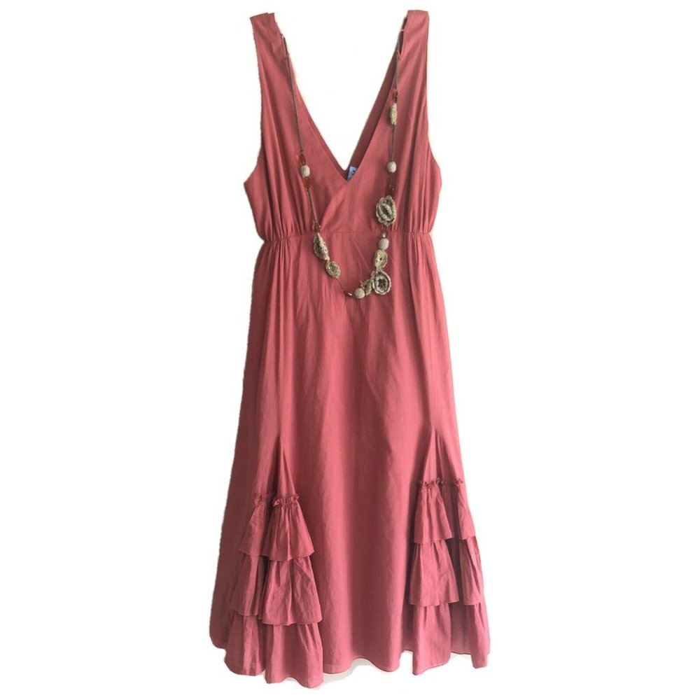 BCBG MAXAZRIA V Neck Sleeveless Terracotta Dress M